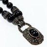 Vintage 925 Sterling Silver Black Jade and Marcasites Necklace
