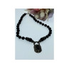 Vintage 925 Sterling Silver Black Jade and Marcasites Necklace