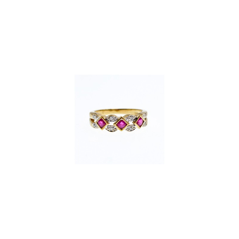 10K YELLOW GOLD PINK TOPAZ & DIAMONDS RING SIZE 8