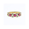 10K YELLOW GOLD PINK TOPAZ & DIAMONDS RING SIZE 8
