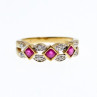 10K Yellow Gold Pink Topaz & Diamonds Ring Size 8