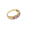 10K YELLOW GOLD PINK TOPAZ & DIAMONDS RING SIZE 8
