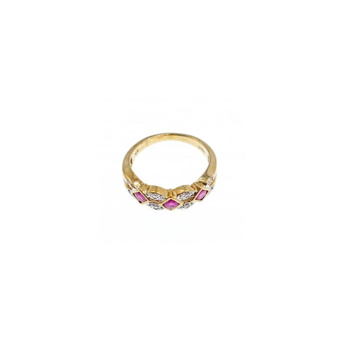 10K YELLOW GOLD PINK TOPAZ & DIAMONDS RING SIZE 8