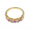 10K Yellow Gold Pink Topaz & Diamonds Ring Size 8