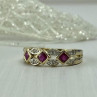10K Yellow Gold Pink Topaz & Diamonds Ring Size 8