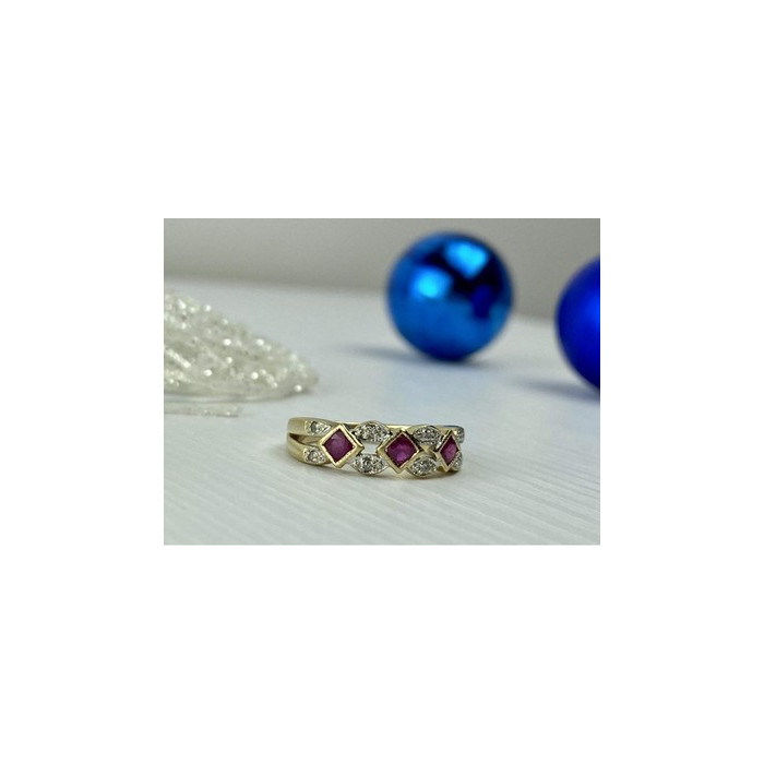 10K YELLOW GOLD PINK TOPAZ & DIAMONDS RING SIZE 8
