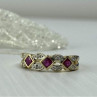 10K Yellow Gold Pink Topaz & Diamonds Ring Size 8