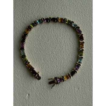 925 Sterling Silver Amethyst Citrine Garnet Topaz Peridot Bracelet 7.5