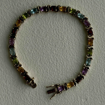 925 Sterling Silver Amethyst Citrine Garnet Topaz Peridot Bracelet 7.5