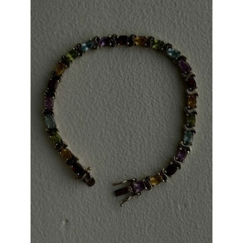 925 Sterling Silver Amethyst Citrine Garnet Topaz Peridot Bracelet 7.5