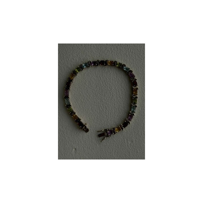 925 Sterling Silver Amethyst Citrine Garnet Topaz Peridot Bracelet 7.5