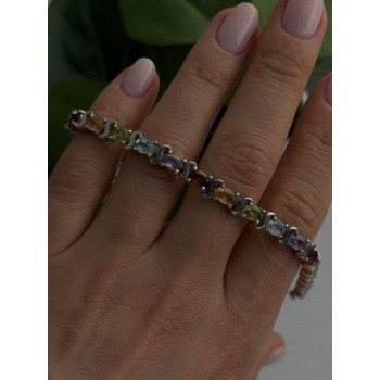 925 Sterling Silver Amethyst Citrine Garnet Topaz Peridot Bracelet 7.5