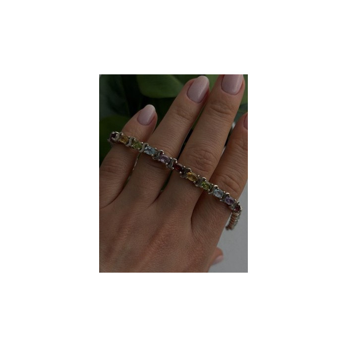 925 Sterling Silver Amethyst Citrine Garnet Topaz Peridot Bracelet 7.5