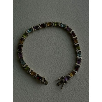 925 Sterling Silver Amethyst Citrine Garnet Topaz Peridot Bracelet 7.5
