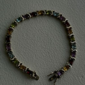 925 Sterling Silver Amethyst Citrine Garnet Topaz Peridot Bracelet 7.5