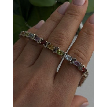 925 Sterling Silver Amethyst Citrine Garnet Topaz Peridot Bracelet 7.5