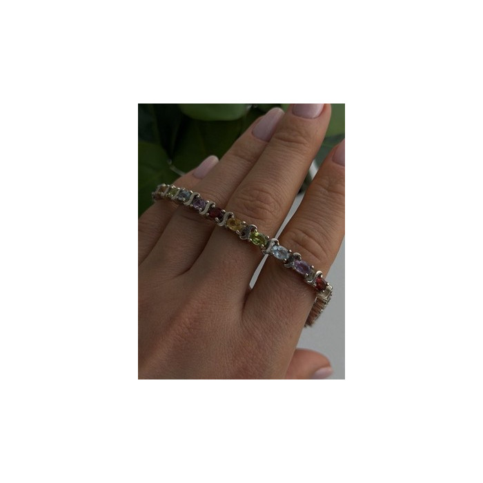 925 Sterling Silver Amethyst Citrine Garnet Topaz Peridot Bracelet 7.5