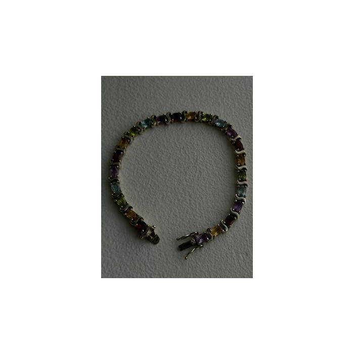 925 Sterling Silver Amethyst Citrine Garnet Topaz Peridot Bracelet 7.5