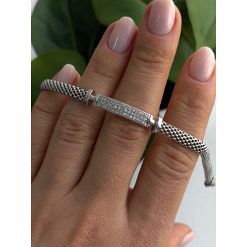 Italy Elegant 925 Sterling Silver White Colorless Topaz Bracelet 7