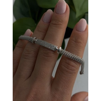 Italy Elegant 925 Sterling Silver White Colorless Topaz Bracelet 7