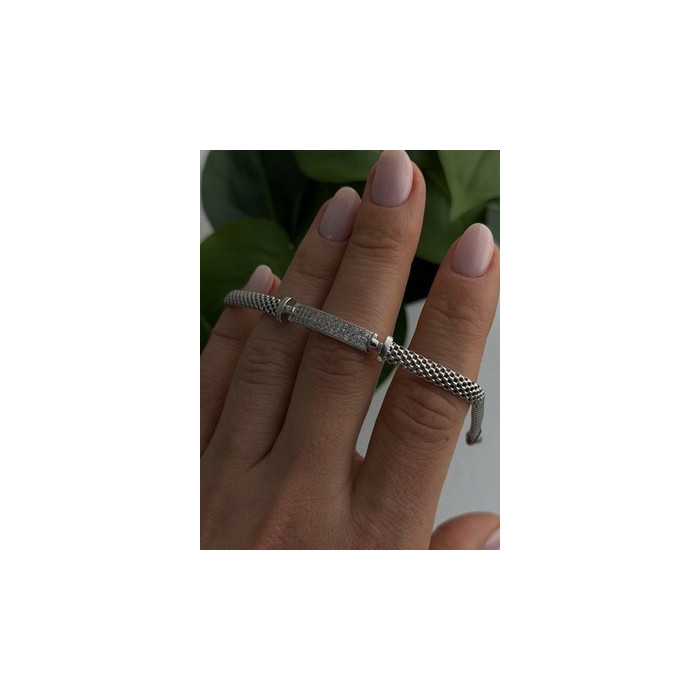 Italy Elegant 925 Sterling Silver White Colorless Topaz Bracelet 7