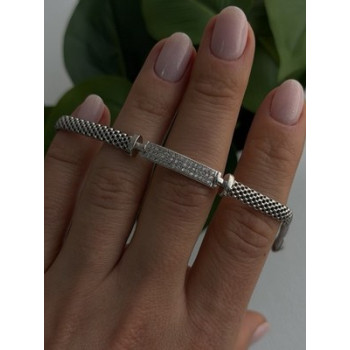 Italy Elegant 925 Sterling Silver White Colorless Topaz Bracelet 7