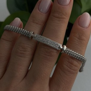 Italy Elegant 925 Sterling Silver White Colorless Topaz Bracelet 7