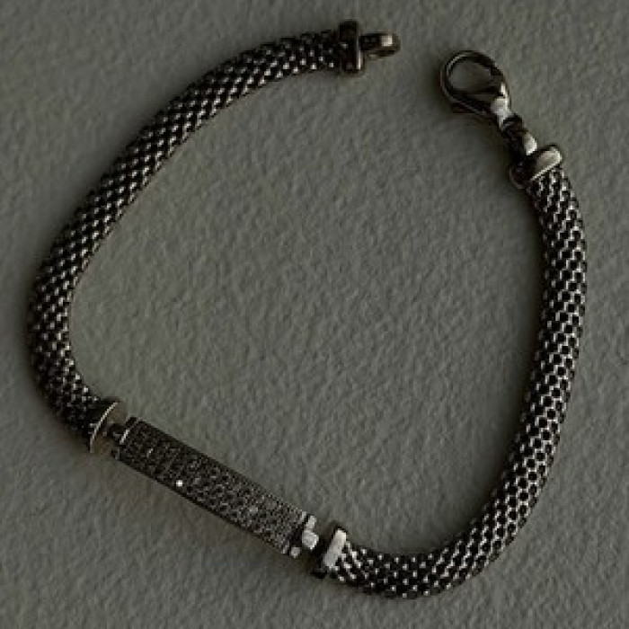 Italy Elegant 925 Sterling Silver White Colorless Topaz Bracelet 7