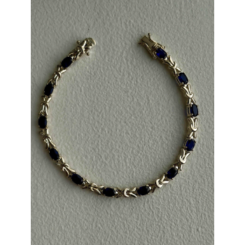 Beautiful 925 Sterling Silver Blue Sapphire Bracelet 7.5