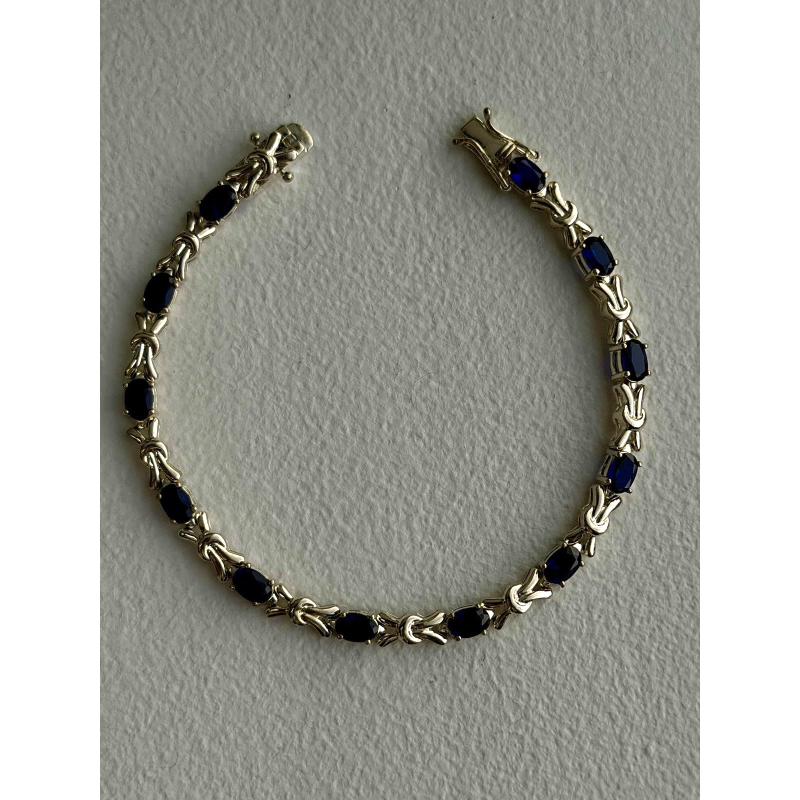 Beautiful 925 Sterling Silver Blue Sapphire Bracelet 7.5