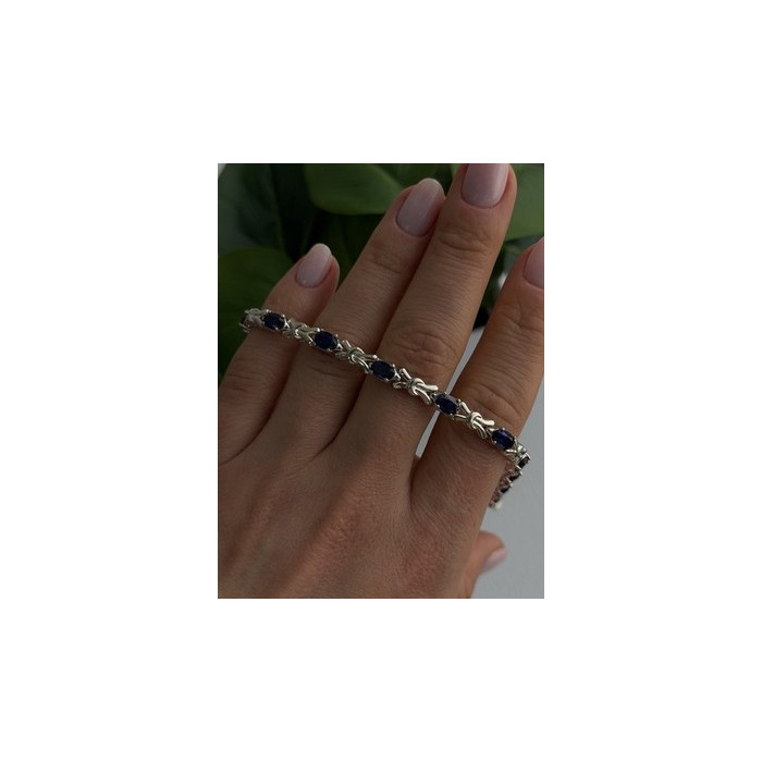 Beautiful 925 Sterling Silver Blue Sapphire Bracelet 7.5