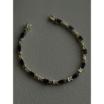 Beautiful 925 Sterling Silver Blue Sapphire Bracelet 7.5