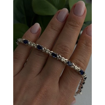 Beautiful 925 Sterling Silver Blue Sapphire Bracelet 7.5