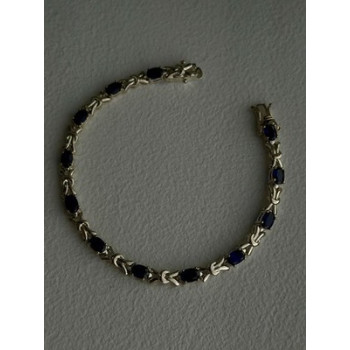 Beautiful 925 Sterling Silver Blue Sapphire Bracelet 7.5