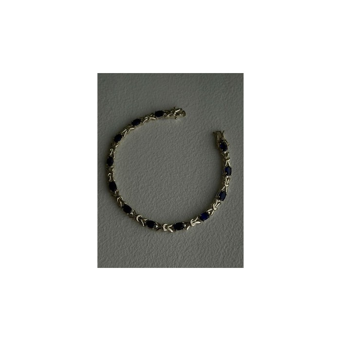 Beautiful 925 Sterling Silver Blue Sapphire Bracelet 7.5