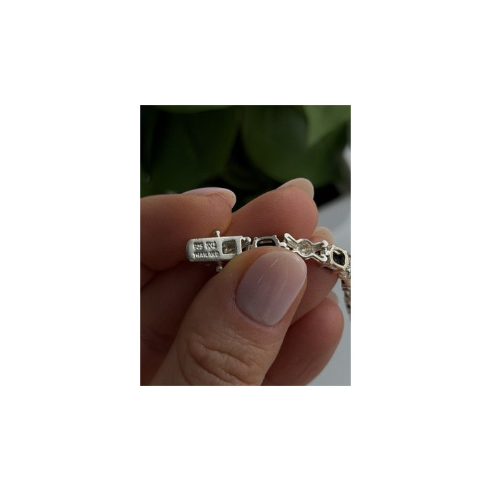 Beautiful 925 Sterling Silver Blue Sapphire Bracelet 7.5