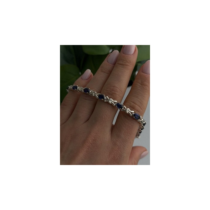 Beautiful 925 Sterling Silver Blue Sapphire Bracelet 7.5