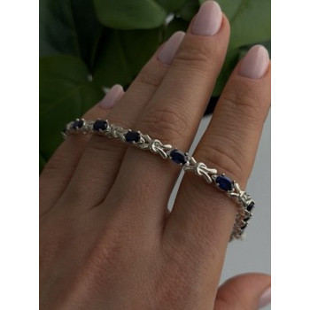 Beautiful 925 Sterling Silver Blue Sapphire Bracelet 7.5