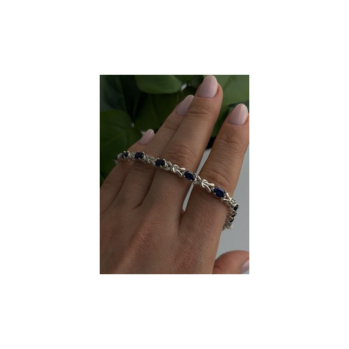 Beautiful 925 Sterling Silver Blue Sapphire Bracelet 7.5