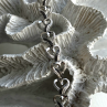 925 Sterling Silver Black & White Diamonds Heart Bracelet 7.5