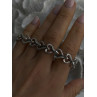 925 Sterling Silver Black & White Diamonds Heart Bracelet 7.5