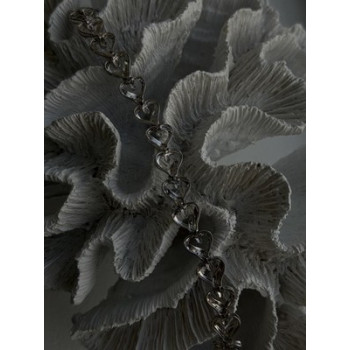 925 Sterling Silver Black & White Diamonds Heart Bracelet 7.5