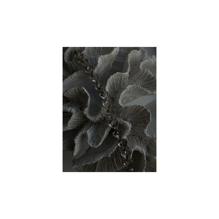 925 Sterling Silver Black & White Diamonds Heart Bracelet 7.5