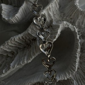 925 Sterling Silver Black & White Diamonds Heart Bracelet 7.5