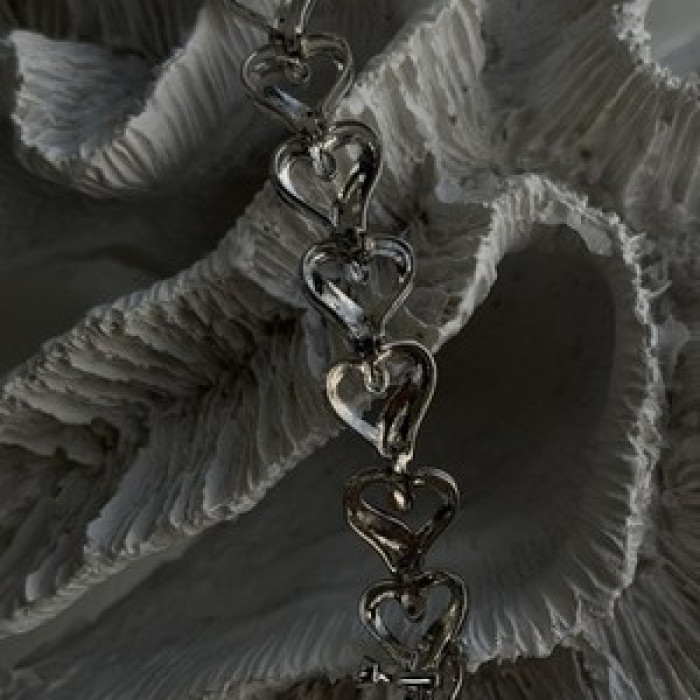 925 Sterling Silver Black & White Diamonds Heart Bracelet 7.5