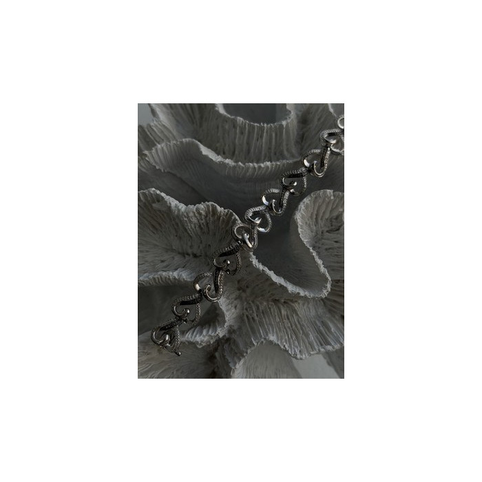 925 Sterling Silver Black & White Diamonds Heart Bracelet 7.5