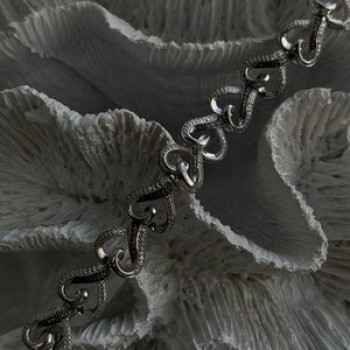 925 Sterling Silver Black & White Diamonds Heart Bracelet 7.5