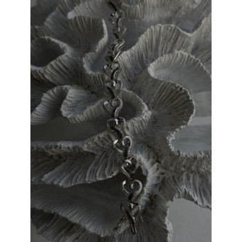 925 Sterling Silver Black & White Diamonds Heart Bracelet 7.5