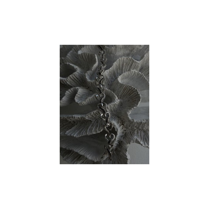 925 Sterling Silver Black & White Diamonds Heart Bracelet 7.5