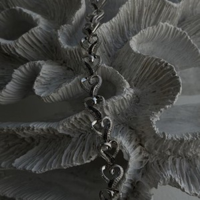 925 Sterling Silver Black & White Diamonds Heart Bracelet 7.5